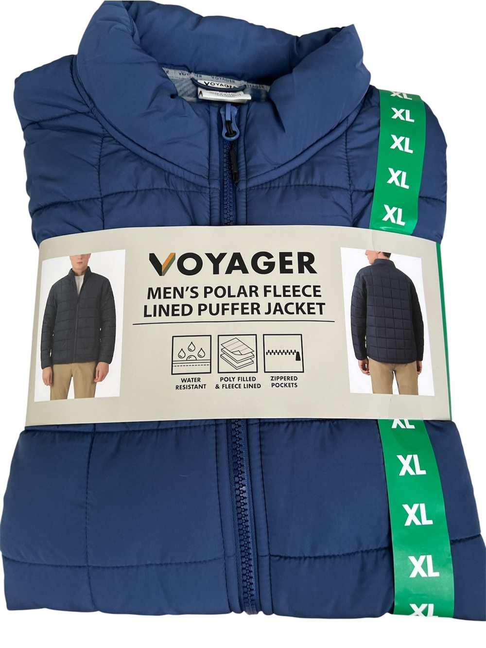 Voyager Men’s Polar Fleece Lined Puffer Jacket - Navy
